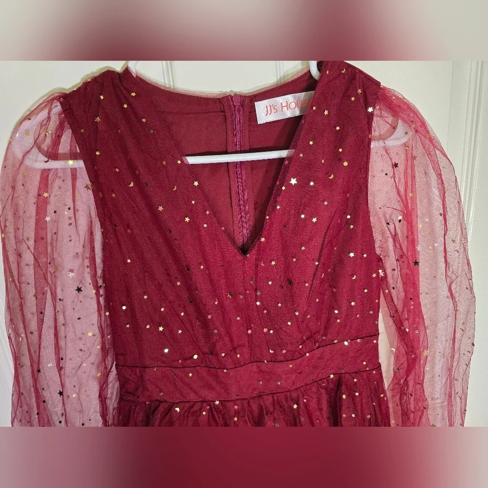 NWT JJs House Womens Sparkle Star Red Special Occasion Cocktail Dress Small